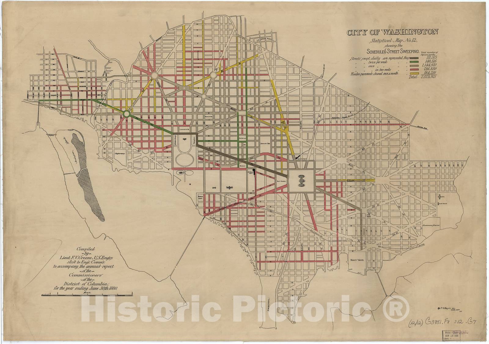 Historic 1880 Map - City of Washington, Statistical maps - Map No. 12: Schedule of Street Sweeping