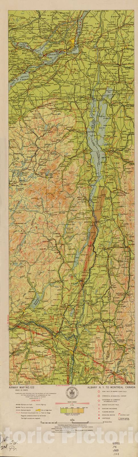 Historic 1924 Map - Aeronautical Strip maps of The United States. - No. 122, 1931 - Air Corps map