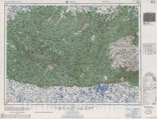Historic 1955 Map - India and Pakistan 1:250,000. - Tura, India, Pakistan 1959