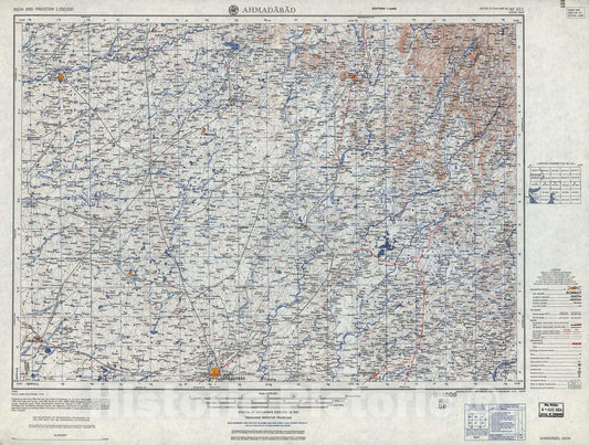 Historic 1955 Map - India and Pakistan 1:250,000. - Ahmadabad, 1959