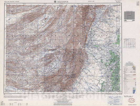 Historic 1955 Map - India and Pakistan 1:250,000. - Rajanpur, Paksitan 1959
