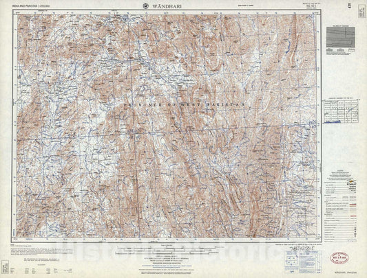 Historic 1955 Map - India and Pakistan 1:250,000. - Wandhari, Pakistan 1959