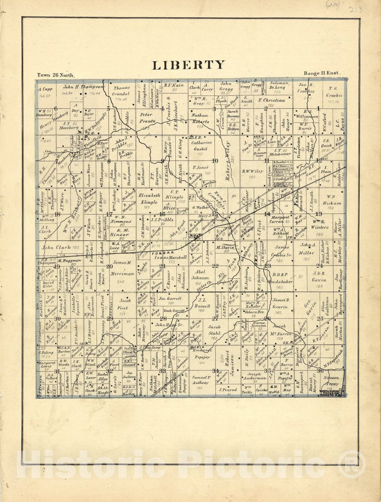 Historic 1881 Map - Historical Hand-Atlas, Illustrated - Map of Liberty - Historical Hand Atlas, Illustrated, General & Local