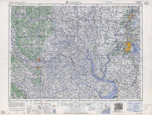 Historic 1955 Map - India and Pakistan 1:250,000. - Calcutta, 1962
