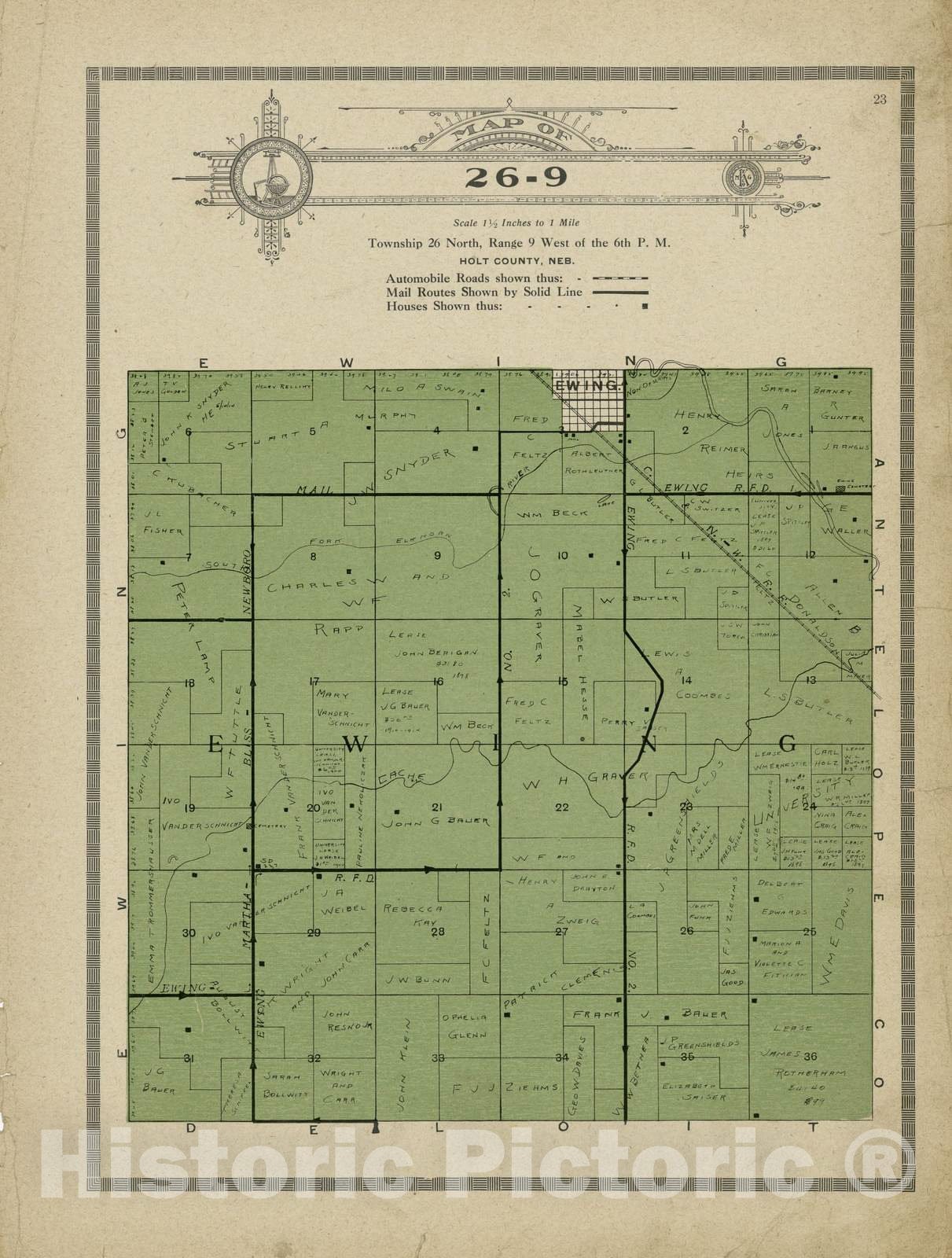 Historic 1915 Map - Atlas and plat Book of Holt County, Nebraska - Map of 26-9 - Standard Atlas and Directory of Holt County, Nebraska