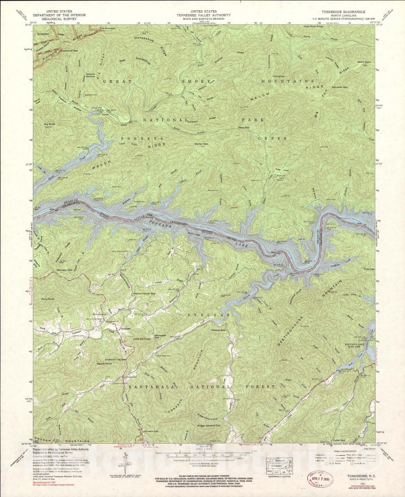 Historic 1935 Map - North Carolina. - Scale 1:24,000 (1987) - Tuskeegee