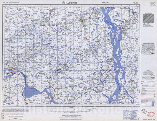 Historic 1955 Map - India and Pakistan 1:250,000. - Rajshahi, Pakistan, India 1962