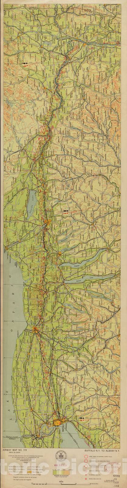 Historic 1924 Map - Aeronautical Strip maps of The United States. - No. 119, 1930 - Air Corps map