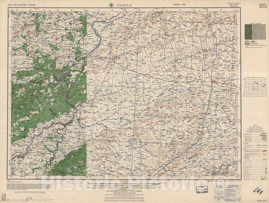 Historic 1955 Map - India and Pakistan 1:250,000. - Panna, India 1959