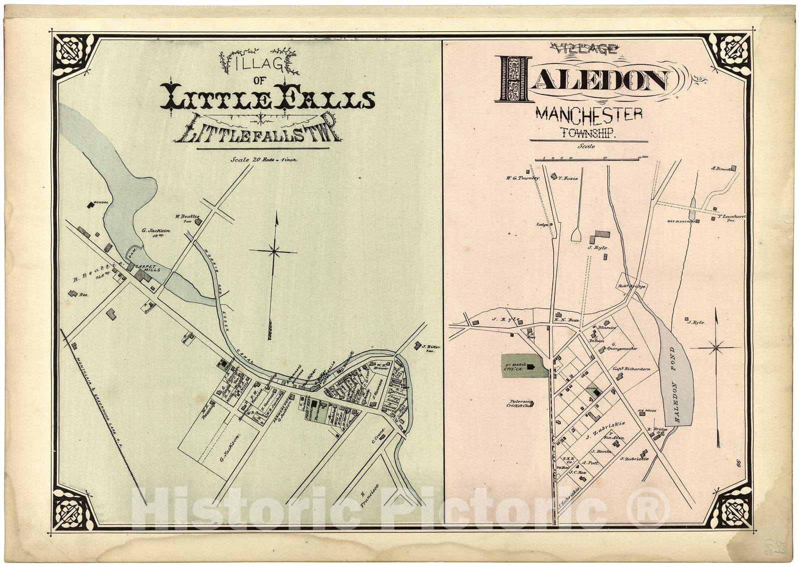 Historic 1877 Map - Atlas of Passaic County, New-Jersey - Village of Pompton - Atlas of Passaic County, New-Jersey :