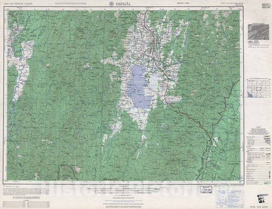 Historic 1955 Map - India and Pakistan 1:250,000. - Imphal, India, Burma 1960