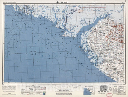 Historic 1955 Map - India and Pakistan 1:250,000. - Lakhpat, 1956