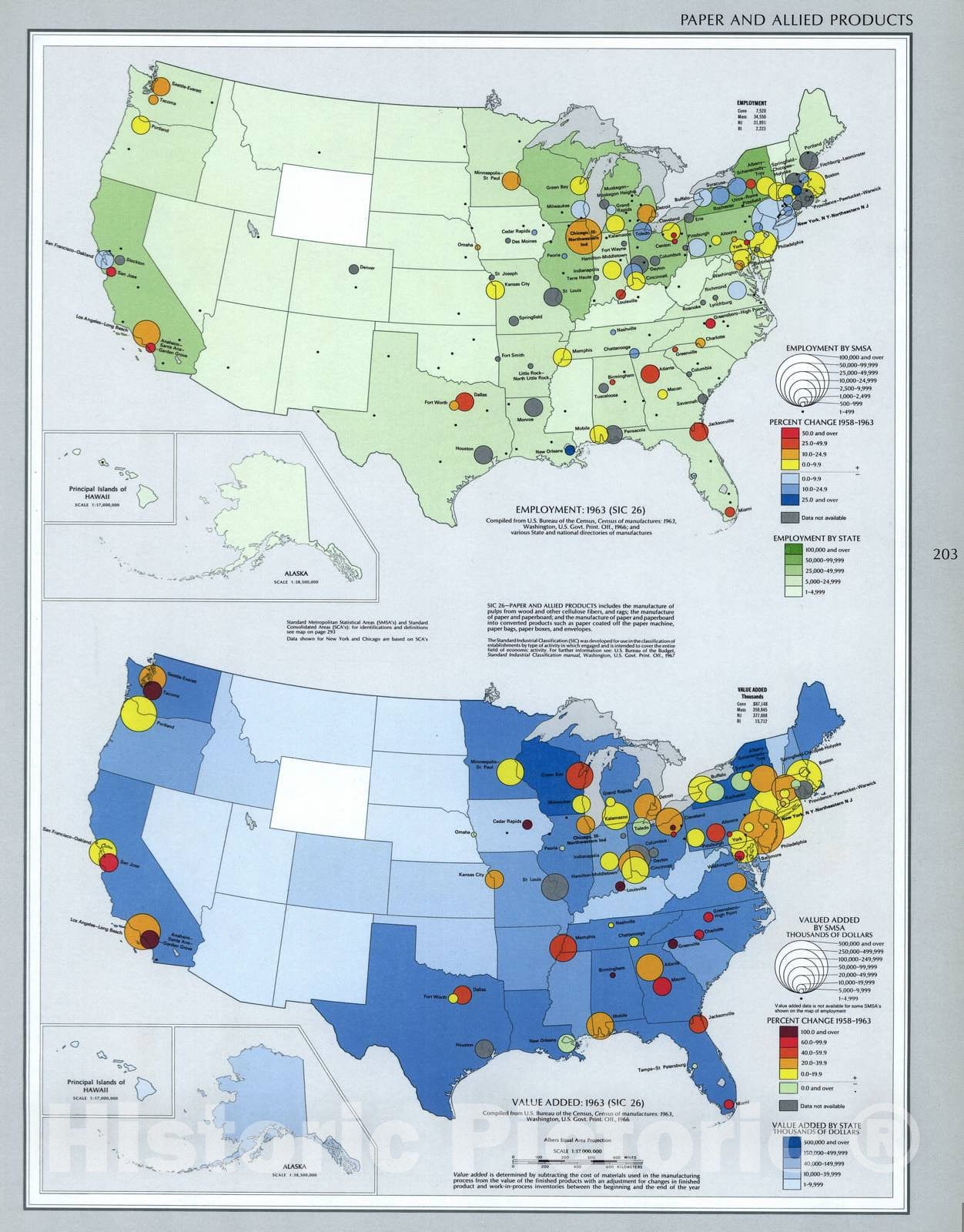 Historic 1970 Map - The National Atlas of The United States of America. - Paper and Allied Products