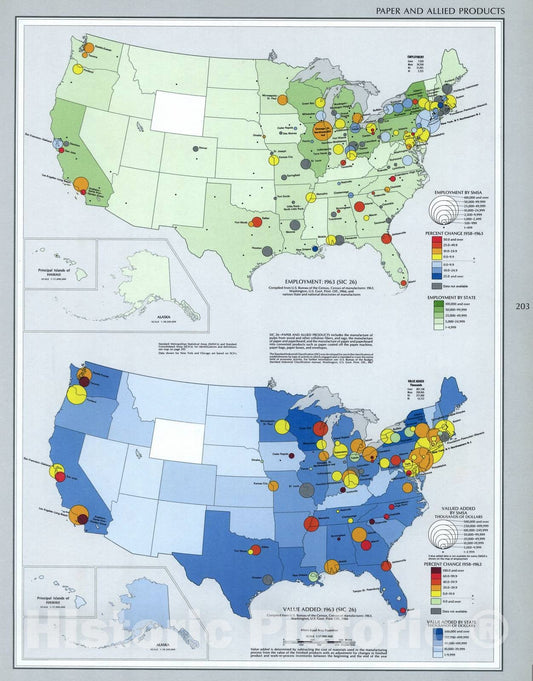Historic 1970 Map - The National Atlas of The United States of America. - Paper and Allied Products
