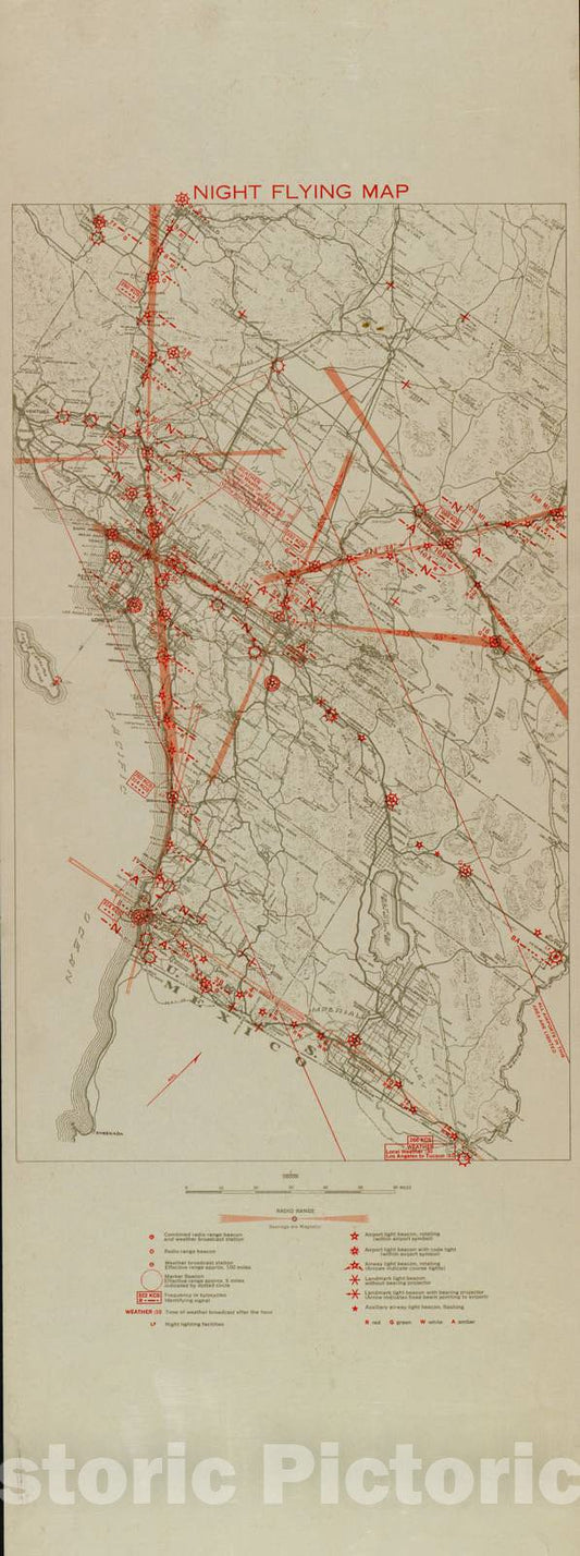 Historic 1924 Map - Aeronautical Strip maps of The United States. - No. 17 Recto, Feb. 1932 - rev. Oct. 1932 - Air Corps map