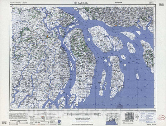 Historic 1955 Map - India and Pakistan 1:250,000. - Barisal, 1960