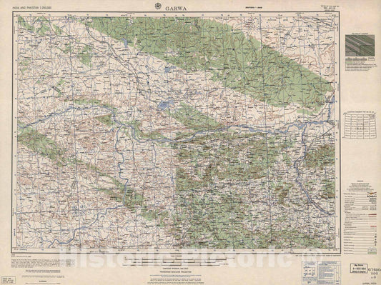 Historic 1955 Map - India and Pakistan 1:250,000. - Garwa, India 1962