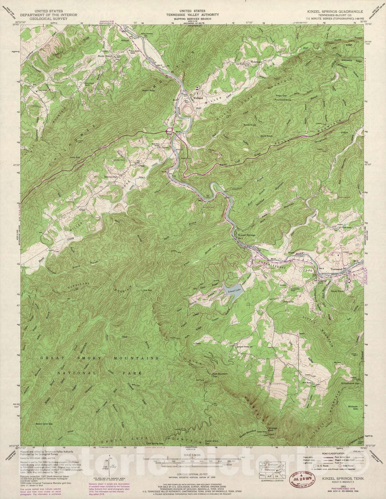 Historic 1935 Map - Tennessee. - Scale 1:24,000 (1978) - Kinzel Springs