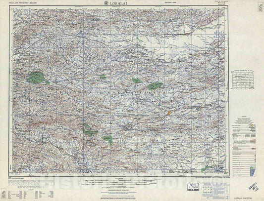 Historic 1955 Map - India and Pakistan 1:250,000. - Loralai, Pakistan 1959