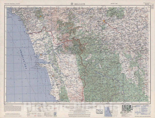 Historic 1955 Map - India and Pakistan 1:250,000. - Belgaum, 1960