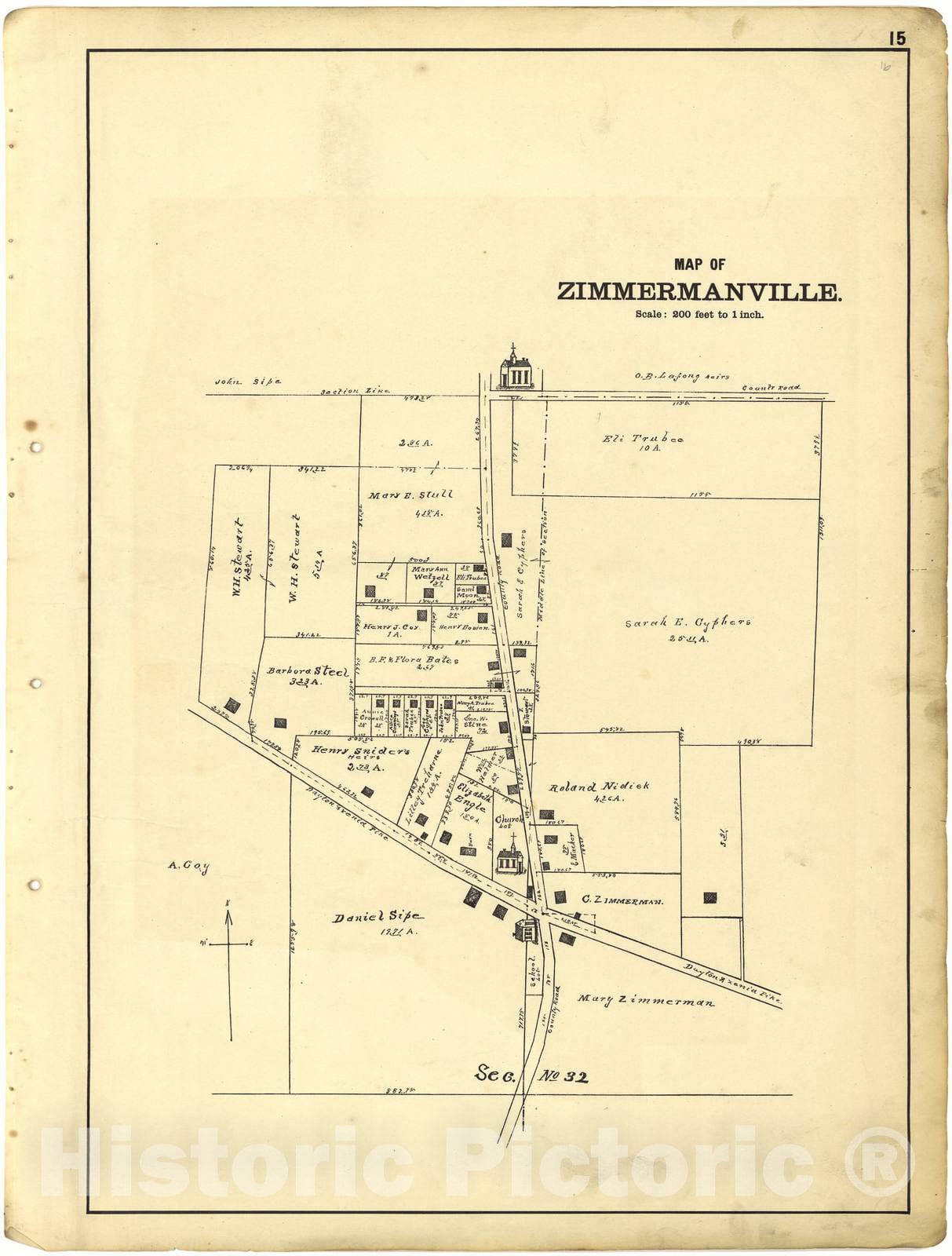 Historic 1896 Map - Riddell's Greene County Atlas, 1896. - Map of Zimmermanville - Riddell's Atlas of Greene County, Ohio :