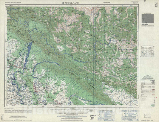 Historic 1955 Map - India and Pakistan 1:250,000. - Nepalganj, Nepal, India 1958