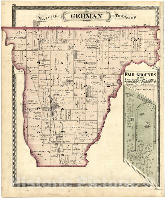 Historic 1879 Map - Atlas of Bartholomew Co, Indiana - Map of German Township - Atlas of Bartholomew County, Indiana