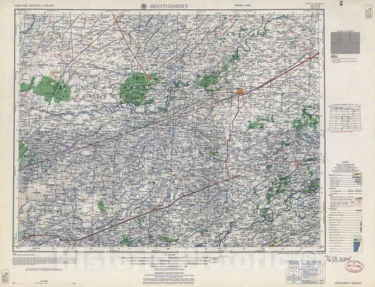 Historic 1955 Map - India and Pakistan 1:250,000. - Montgomery, Pakistan 1959