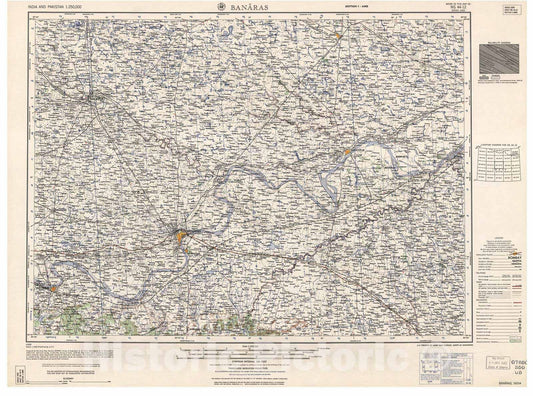 Historic 1955 Map - India and Pakistan 1:250,000. - Banaras, India 1961