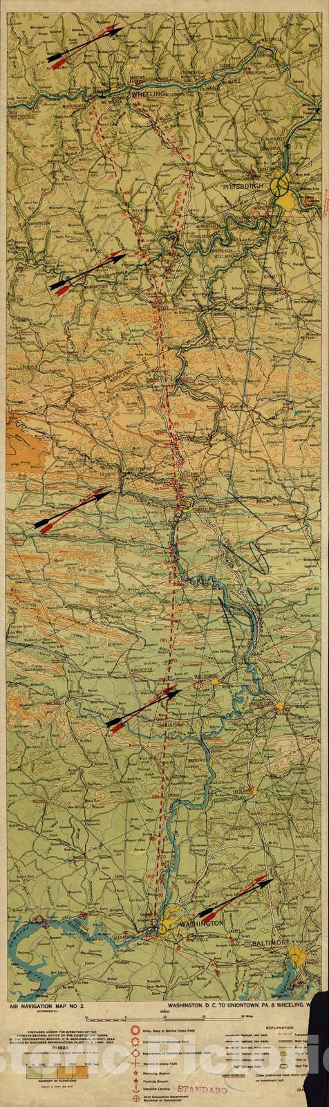 Historic 1924 Map - Aeronautical Strip maps of The United States. - No. 2, 1928 - Air Corps map