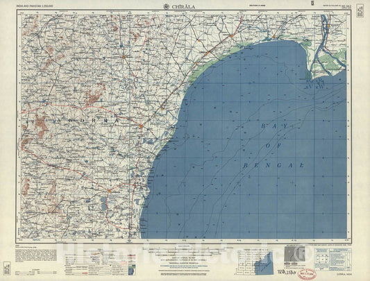 Historic 1955 Map - India and Pakistan 1:250,000. - Chirala, 1959