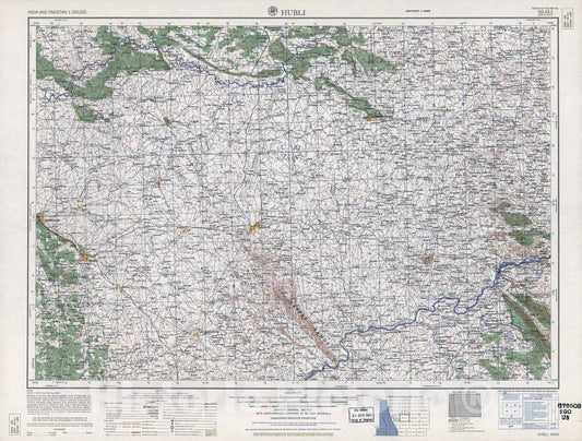 Historic 1955 Map - India and Pakistan 1:250,000. - Hubli, 1960
