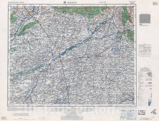 Historic 1955 Map - India and Pakistan 1:250,000. - Sialkot, 1959