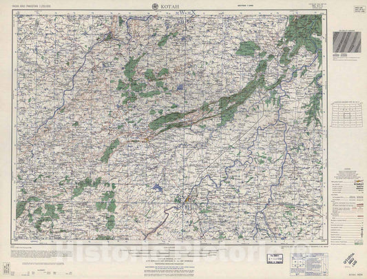 Historic 1955 Map - India and Pakistan 1:250,000. - Kotah, India 1959