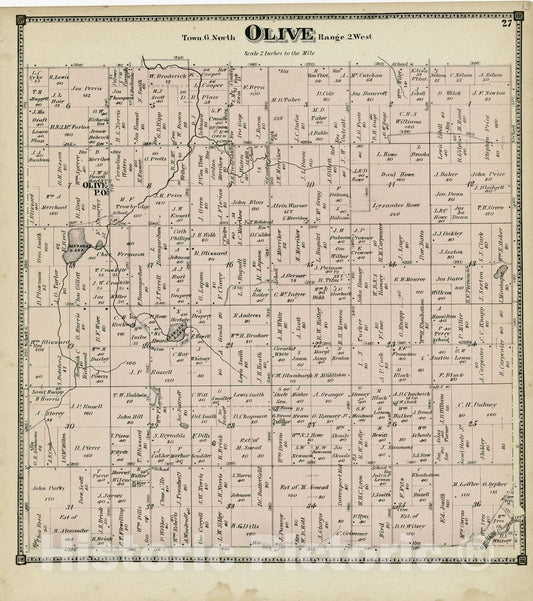 Historic 1873 Map - Atlas of Clinton County, Michigan - Olive