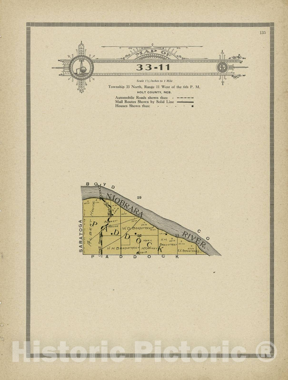 Historic 1915 Map - Atlas and plat Book of Holt County, Nebraska - Map of 33-11 - Standard Atlas and Directory of Holt County, Nebraska