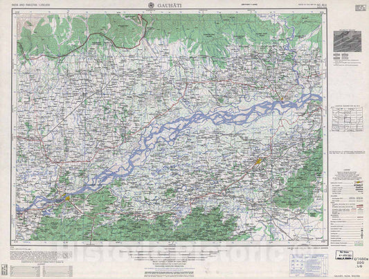 Historic 1955 Map - India and Pakistan 1:250,000. - Gauhati, India, Bhutan 1960