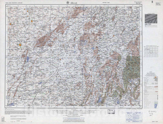 Historic 1955 Map - India and Pakistan 1:250,000. - Sikar, India 1961