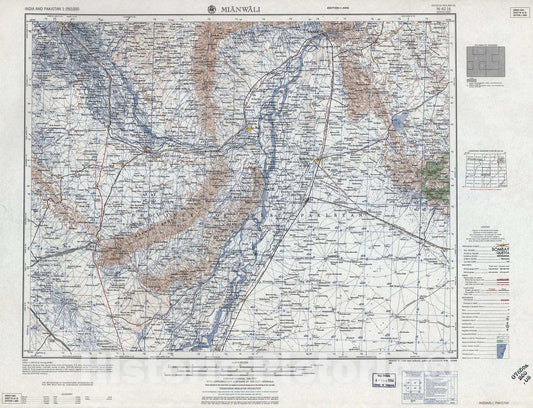 Historic 1955 Map - India and Pakistan 1:250,000. - Mianwali, Paksitan 1959