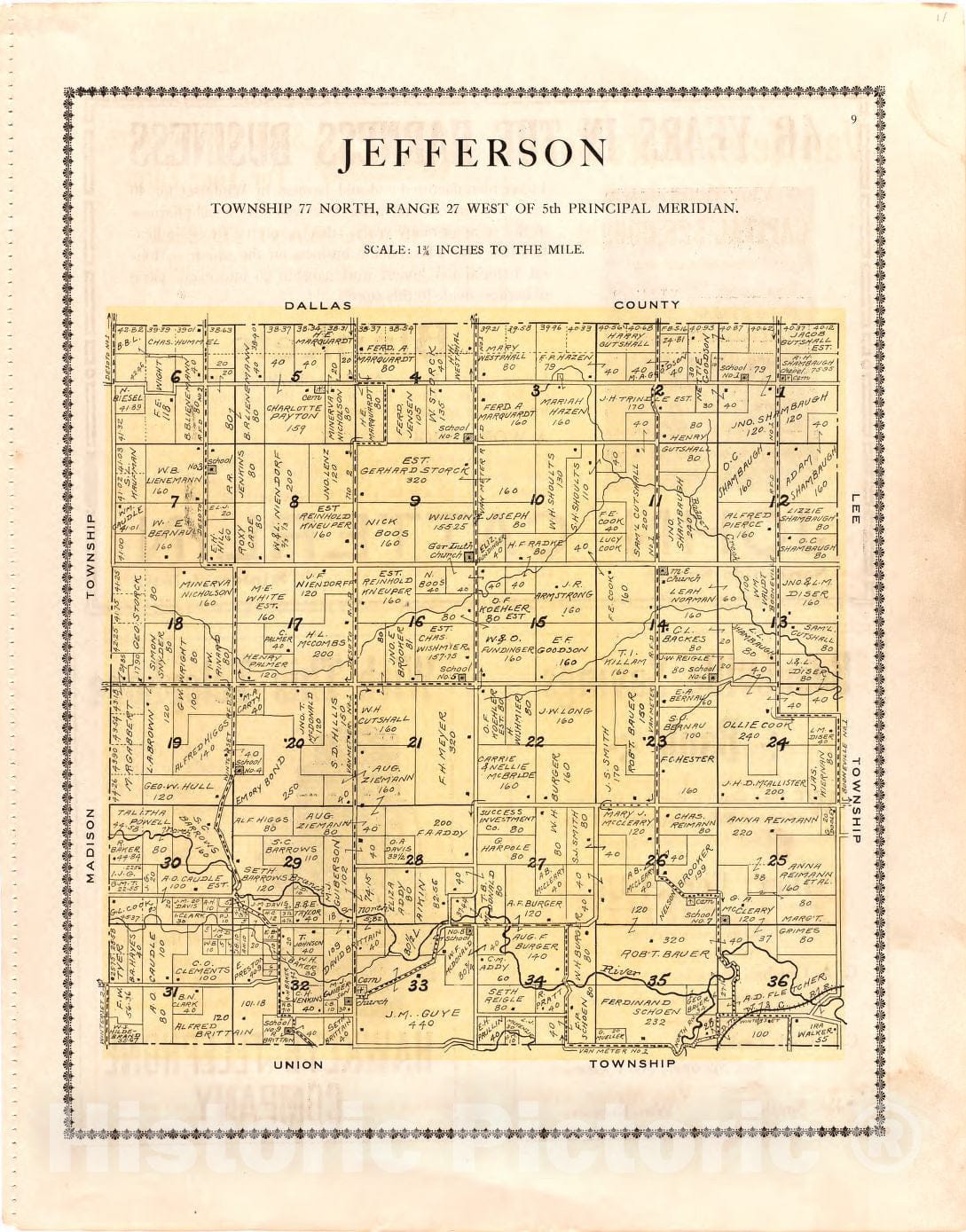 Historic 1912 Map - Atlas of Madison County, Iowa - Jefferson - Madison County Atlas