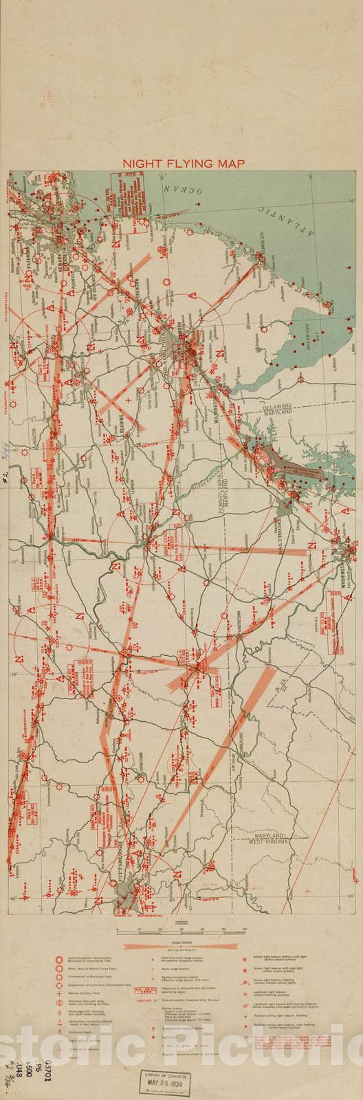 Historic 1924 Map - Aeronautical Strip maps of The United States. - No. 2 Verso - Air Corps map