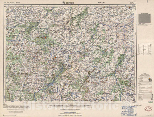 Historic 1955 Map - India and Pakistan 1:250,000. - Jhansi, India 1961