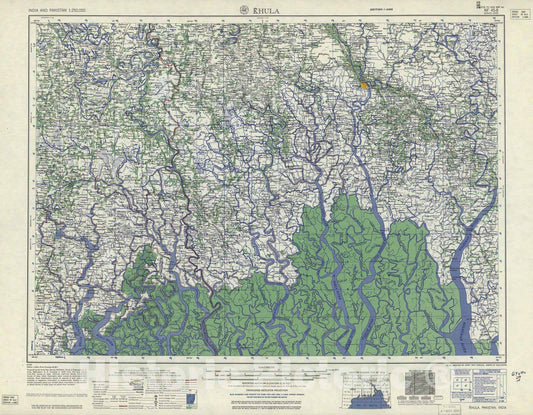 Historic 1955 Map - India and Pakistan 1:250,000. - Khula, 1959