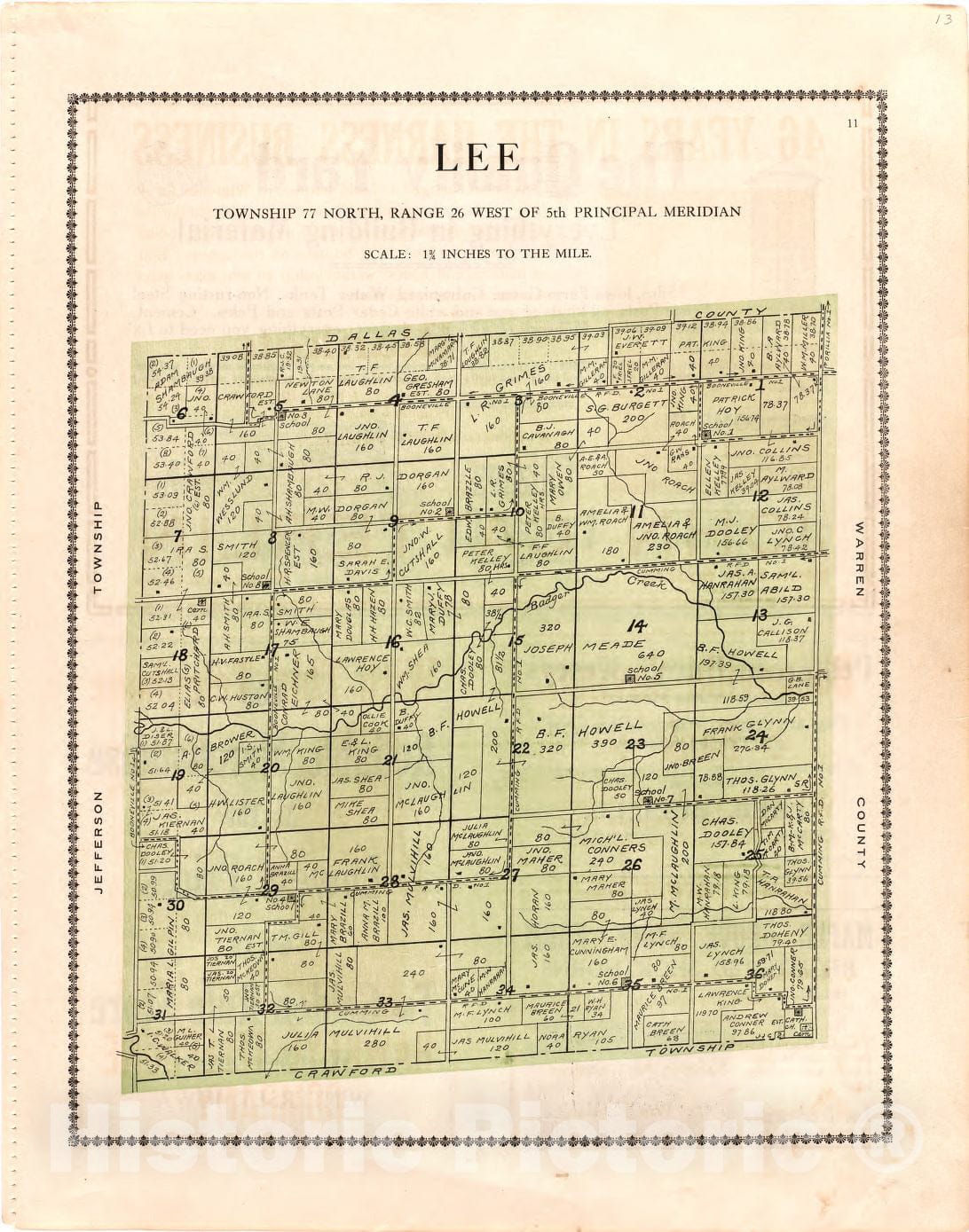 Historic 1912 Map - Atlas of Madison County, Iowa - Lee - Madison County Atlas