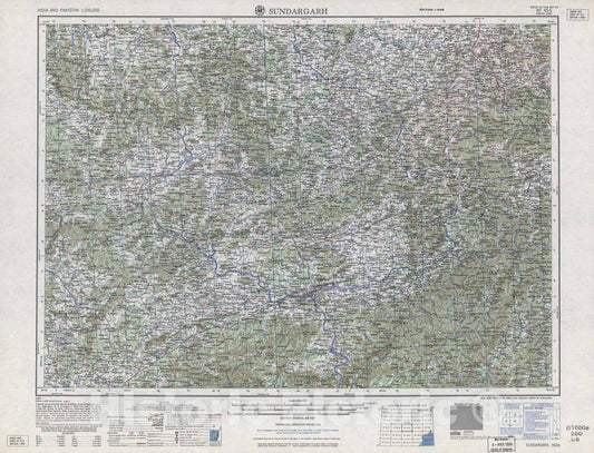 Historic 1955 Map - India and Pakistan 1:250,000. - Sundargarh, 1962