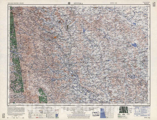 Historic 1955 Map - India and Pakistan 1:250,000. - Satara, 1960