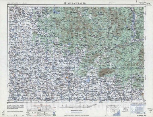 Historic 1955 Map - India and Pakistan 1:250,000. - Yellandlapad, 1963