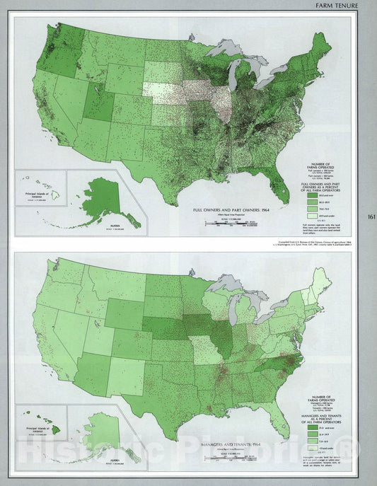 Historic 1970 Map - The National Atlas of The United States of America. - Farm Tenure