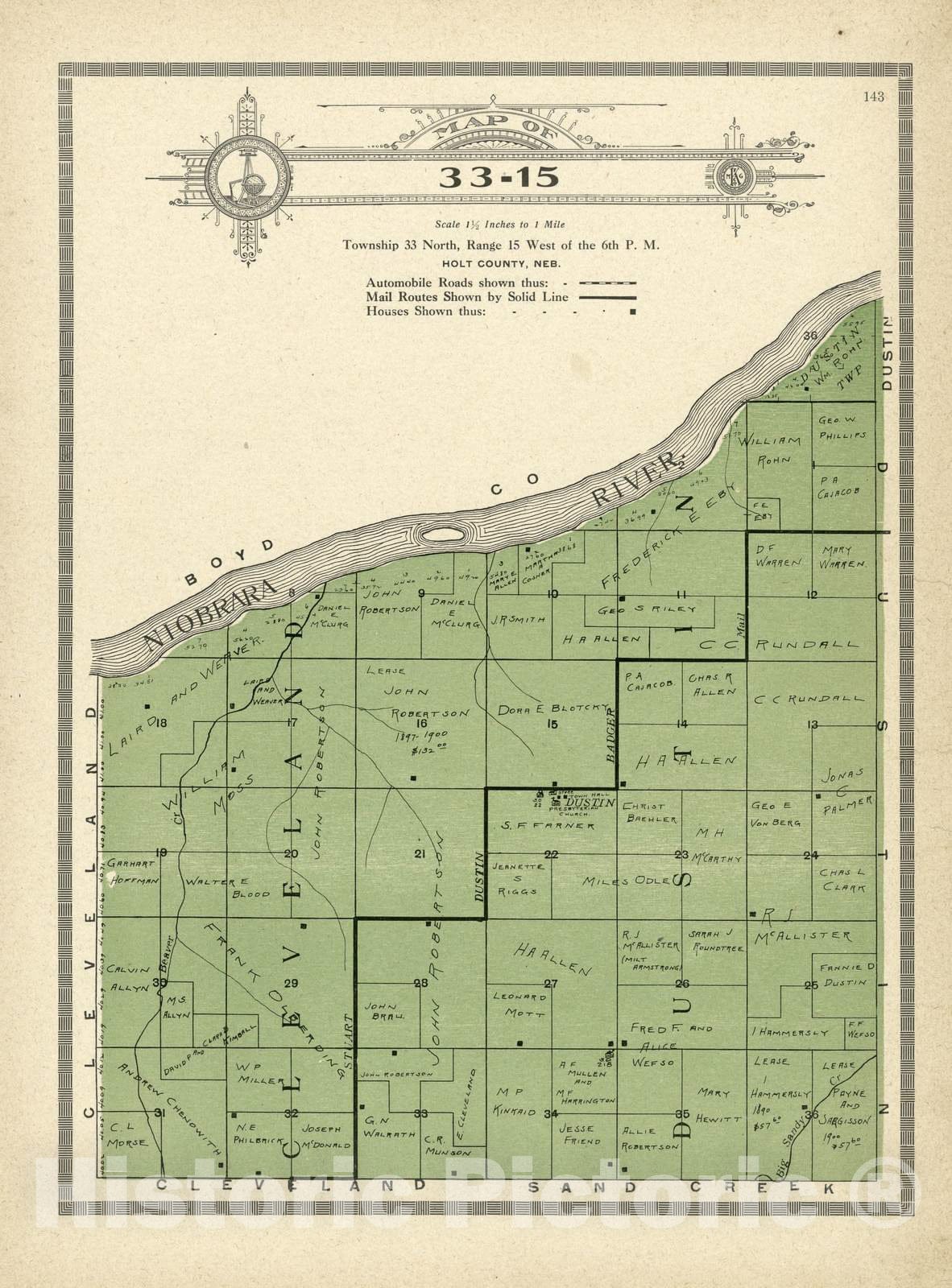 Historic 1915 Map - Atlas and plat Book of Holt County, Nebraska - Map of 33-15 - Standard Atlas and Directory of Holt County, Nebraska