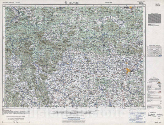 Historic 1955 Map - India and Pakistan 1:250,000. - Ranchi, 1962